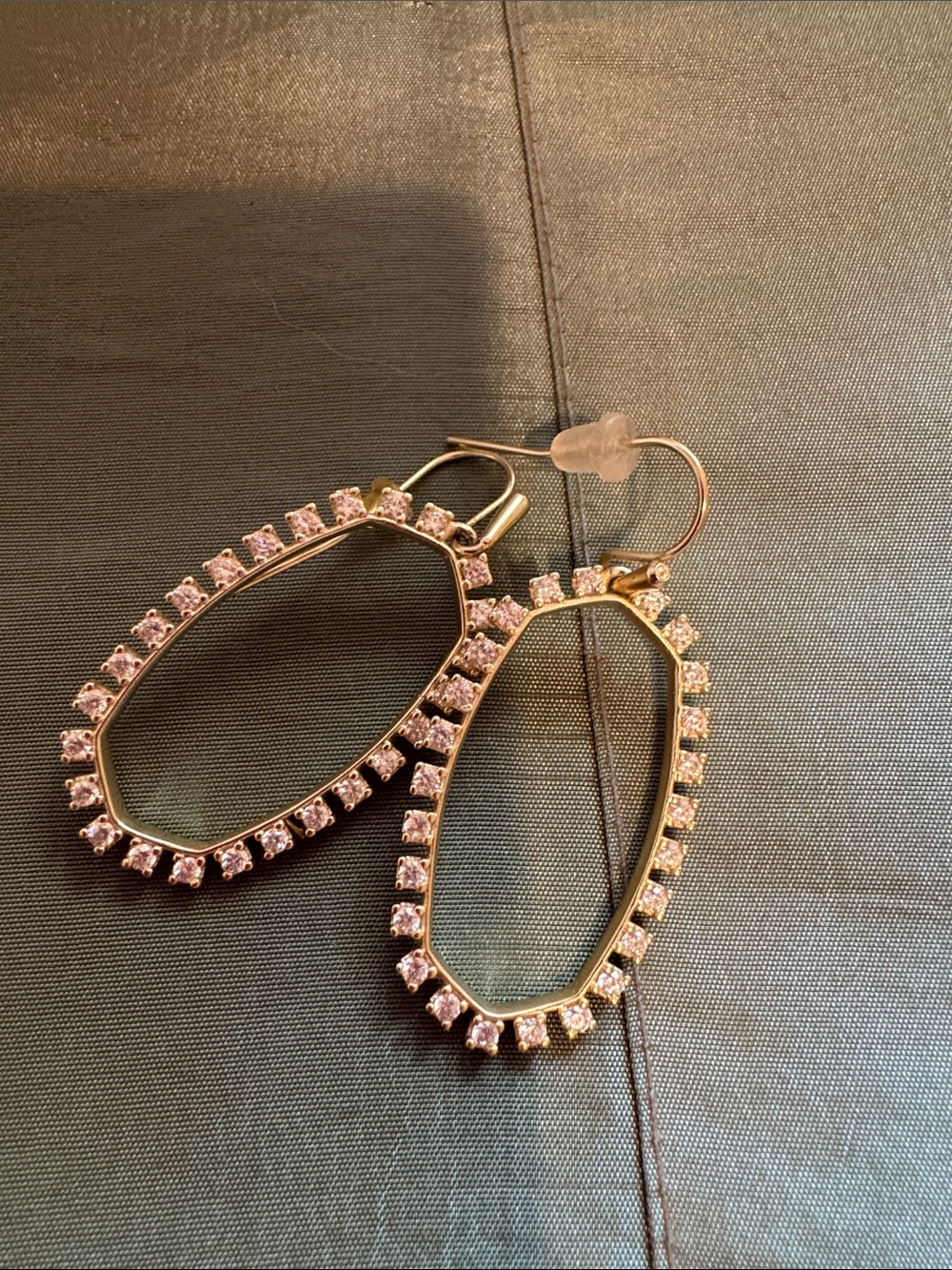 Kendra Scott Gold Drop Earrings with Pink Stones